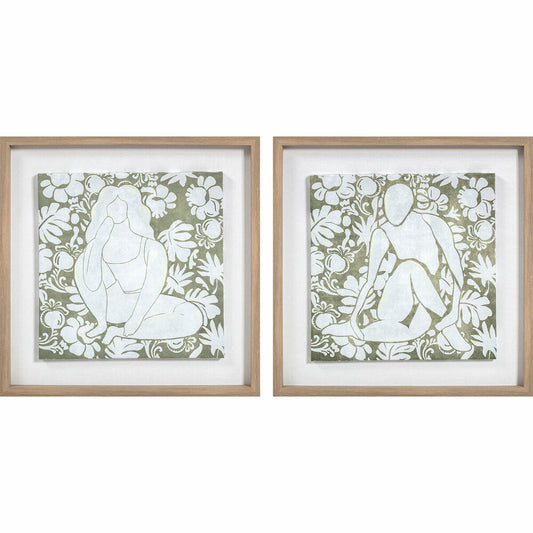 Canvas DKD Home Decor Wood Floral (2 Units) (Refurbished D)