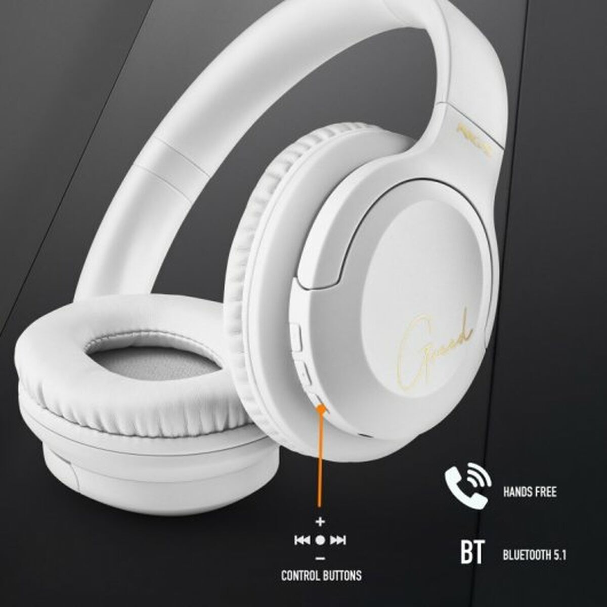 Bluetooth Headset with Microphone NGS ARTICA GREED White Black (Refurbished A)