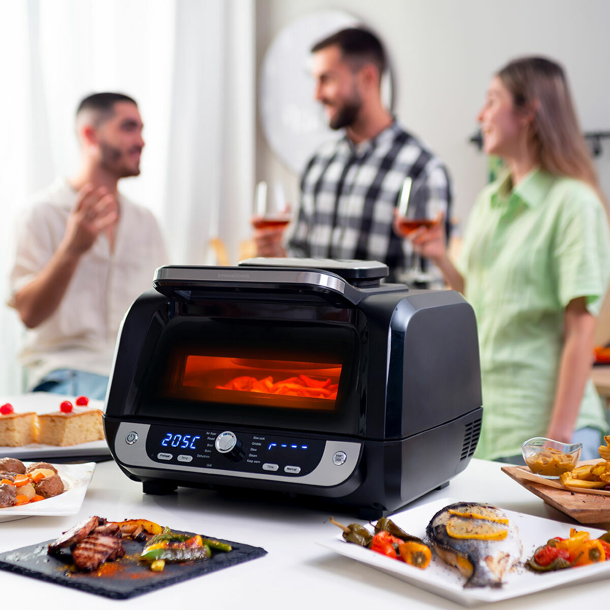 Innovagoods Air Fryer With Grill, Accessories And Recipe Book Innovagoods Fryinn 12-In-1 6000 Black Steel 3400 W 6 L