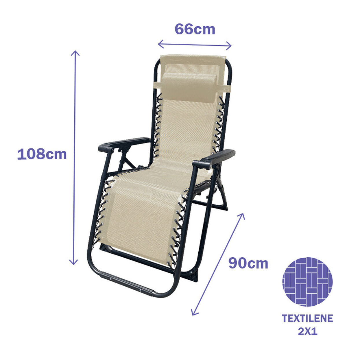 Folding Lounger Camping Chair Marbueno Beige (Refurbished A)