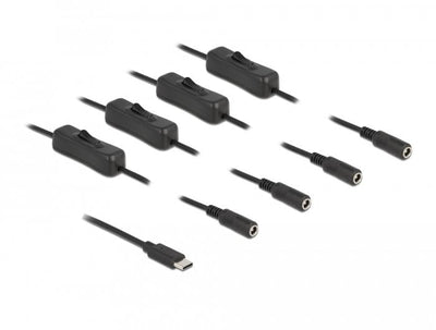 Delock USB Cable Type-c™ Male a 4 X DC 5,5 X 2,1MM Female With Switch 1M — image 1