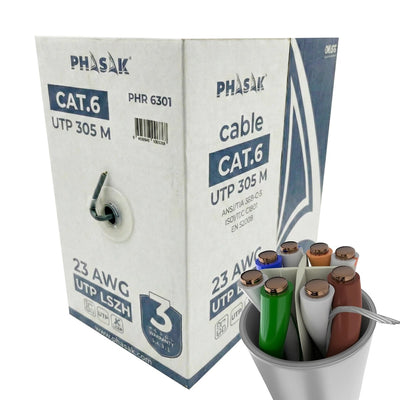 Phasak Bobina Cable RJ45 UTP Phr 6301 CAT.6 305M Grey — image 1