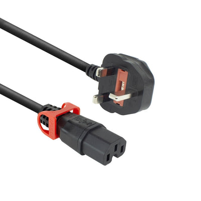 Powercord Uk Male - C15 IEC Lock + Black 2M, PC3884 — image 1