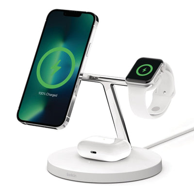 Belkin Boost Charge Pro Base Charging Inalmbrica With Magsafe + Power Adapter Ca 15 Watts Fast Charge White Ap — image 1