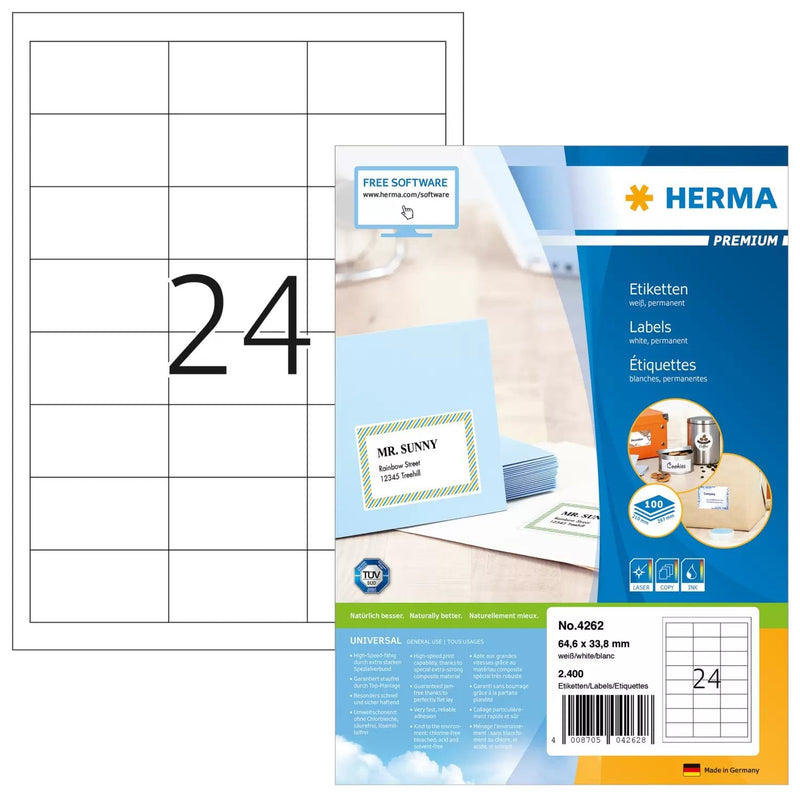 Herma Labels 4262 White 64,6 X 33,8MM