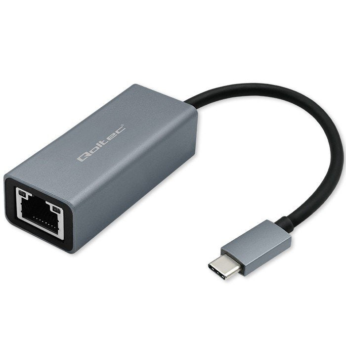 Qoltec 50352 USB C To RJ45 Ethernet Adapter 1000Mbps Aluminium Housing