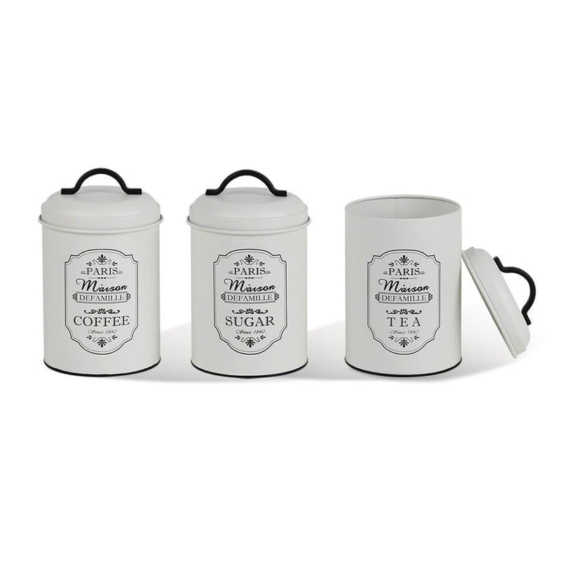 Maestro MR-1771-3CS Recipiente Kitchen Set Of Recipientes Té + Café + Azúcar Metal