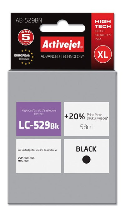 Activejet Ink AB-529BN (reemplazo Brother LC529BK - Supreme - 58ML - Black — image 1