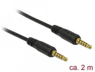 Delock Cable Jack 3,5MM 5 Pin Connector Male a Male 2M Black — image 1