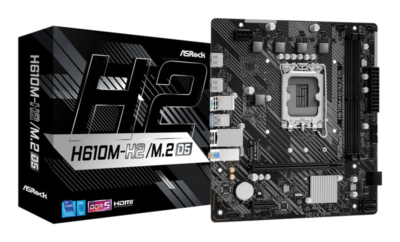 Asrock Motherboard H610M H2 M.2 Intel H610 1700 microATX 2 DDR5 2 HDMI GB LAN PCIE4 1X M.2
