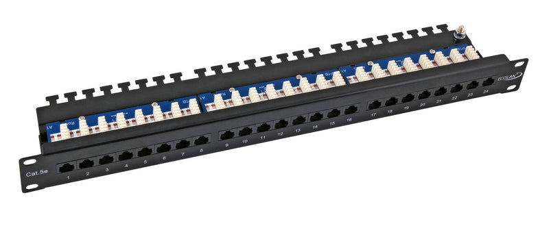 Ecolan Patchpanel UTP 24x RJ45 CAT.5E, 19 1HE, RAL9005 Black