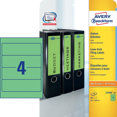 Avery Zweckform Labels Ring Binder 61,0 X 192,0MM Green — image 1