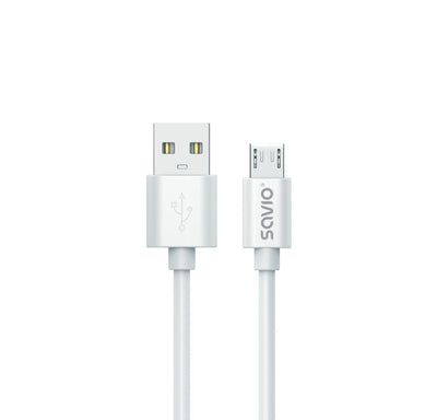 Savio Cable USB-A - Micro USB 3M White CL-167 — image 1