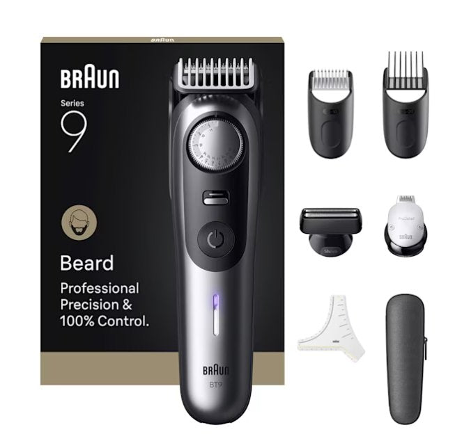 Braun Beardtrimmer 9 BT9520 Barba Battery 52 2CM Mojado And Seco Black Grey