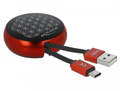 Delock Cable Enrollable USB 2.0 Type a USB-C ™ 0.90M Black / Red — image 1