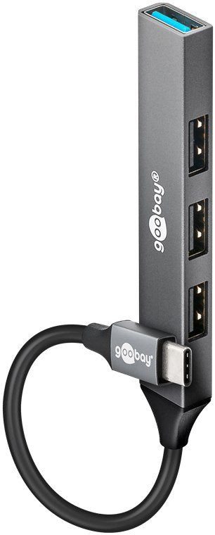 Goobay Hub Concentrador USB Slim 4 Ports USB-C a Usb-a, USB 3.2 GEN1 Grey 74457