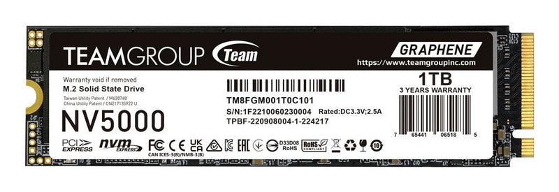 Team Group Drive SSD NV5000 1TB M.2 Pci Express 4.0 NVMe 3D Nand TM8FGM001T0C101