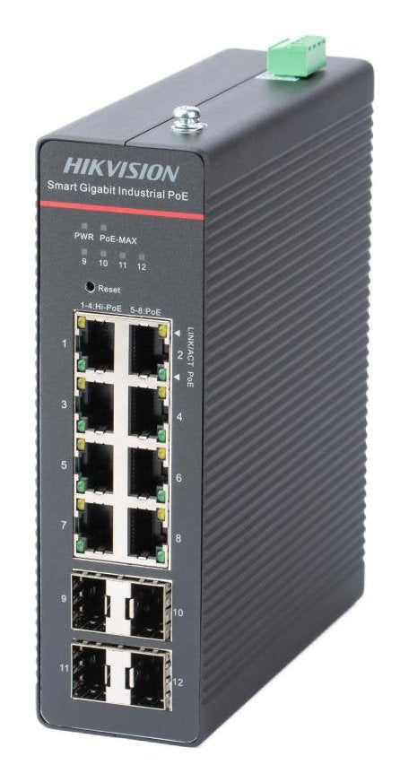 Hikvision DS-3T1512HP-SI-8P4F Switch Gestionado Gigabit Ethernet (10/100/1000) Energía Sobre Ethernet (PoE) Bl