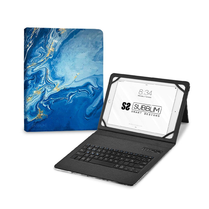 Subblim Case + Keyboard Tablet Keytab Pro Bt Marmol Blue