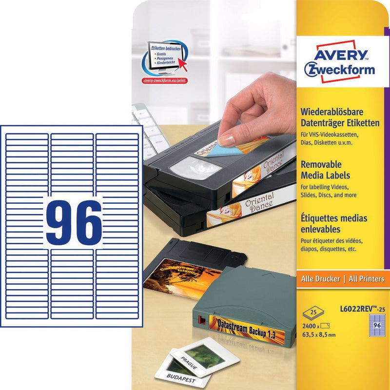 Avery Zweckform Labels L6022REV-25 White 63,5 X 8,5MM