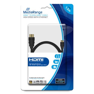 Mediarange Cable MRCS165 HDMI 1,5M HDMI Type a Standard HDMI Type C (mini) Black — image 1