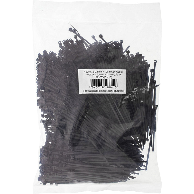 Inline Cable Ties Length 100MM Wide 2,5MM Black 1000 Units