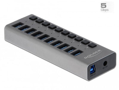Delock Externer Superspeed USB Hub With 10 Ports + Switch — image 1