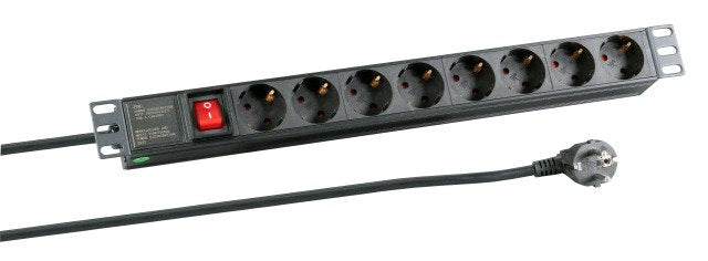 Power Strip Plugs 1HE 8 X Cee 7 3 With Switch Plastic Black