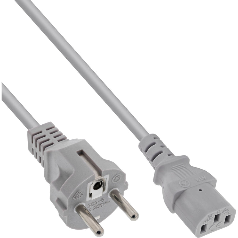 Inline Cable Power , Type F Recto a Connector Iec, 0,5M, Grey
