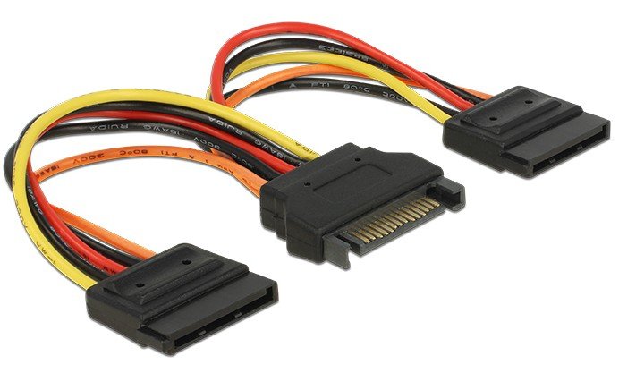 Delock Cable Power SATA 2X To SATA 15PIN M/W 15CM