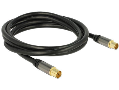 Delock Cable Antenna IEC Male IEC Female RG-6/U 2M Black — image 1