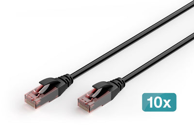 Digitus CAT.6 U/UTP Outdoor- Network Cable, Pe, 10 Units 2M, CAT.6, U/UTP (UTP), RJ-45, Black — image 1