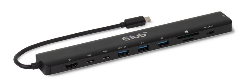 CLUB3D Tragbare Base USB-C -2x USB-C 3x USB-A HDMI SD 140W Retail