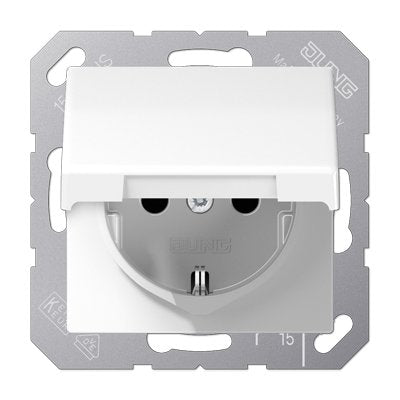 Jung AS1520KLWW Schuko Socket Power M. Cover Abatible