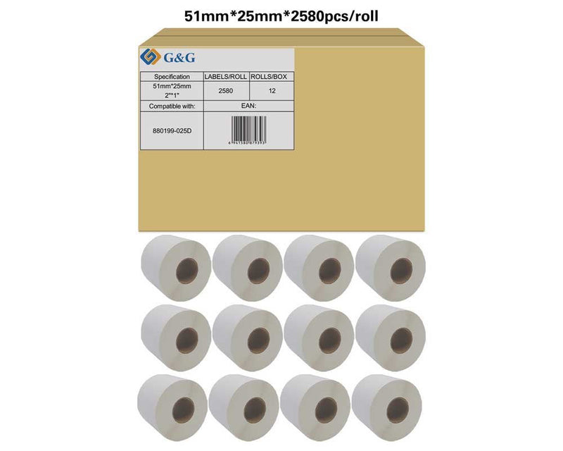 G&g 12X Etikettenrollen Compatible With Zebra 880199-025D