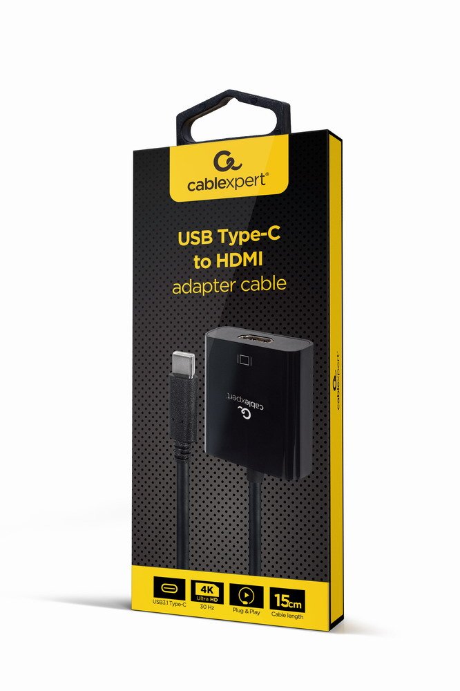 Gembird USB Type-c To HDMI Adapter Cable 4K30HZ 15CM Black