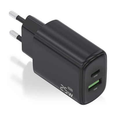 Aisens Charger 25W, 1x USB-C PD 3.0, 1x USB-A QC3.0, Black — image 1