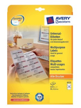 Avery Zweckform Labels 6121 White 38,0 X 21,2MM