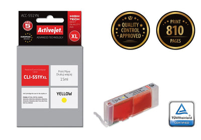 Activejet Ink ACC-551YN (reemplazo Canon CLI-551Y - Supreme - 15ML - Yellow — image 1