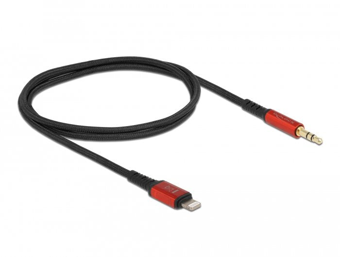 Delock Cable Audio Connector Lightning 8 Pines Connector Jack 3,5MM, 3 Pines, Black/Red 50CM 86586