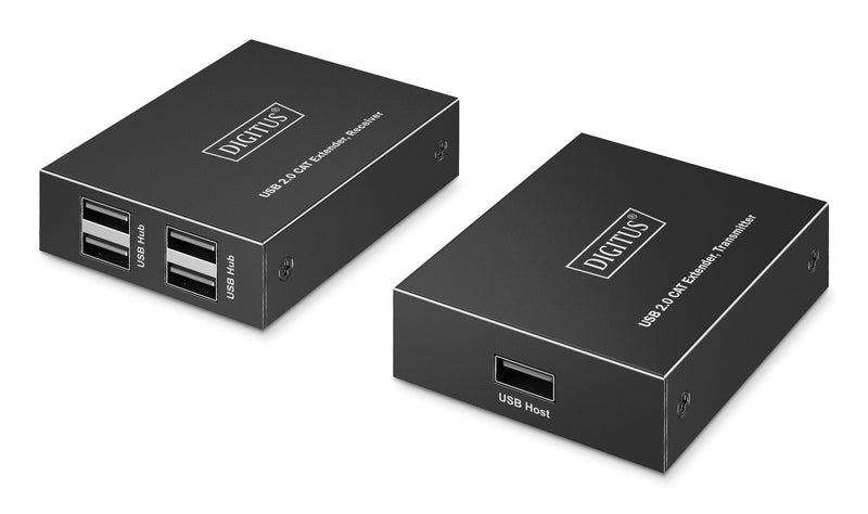 Digitus USB 2.0 Cat Extender Set, 480Mbps, 150 Metres Extensor USB Black Unit Transmisora ?? + Unit Receptora,