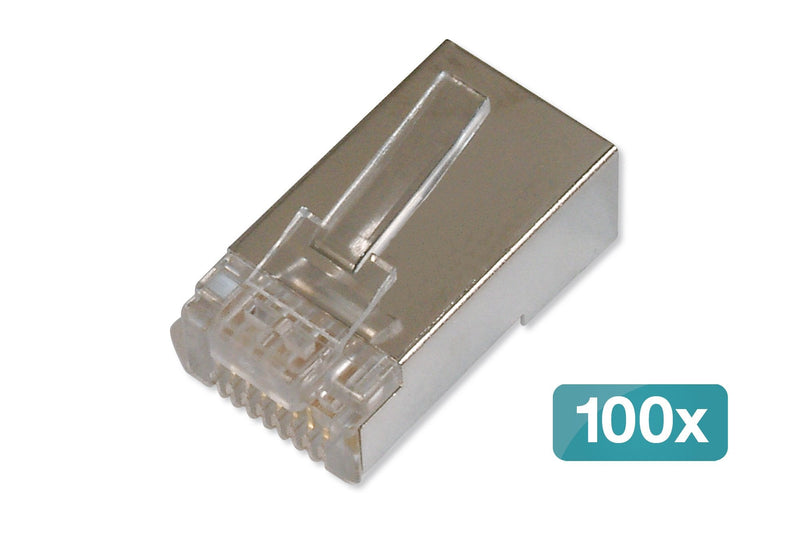 Digitus Plug Modular CAT.6 Cable Round Blindada, Paquete 100 Clavijas Pasantes AK-219603-100