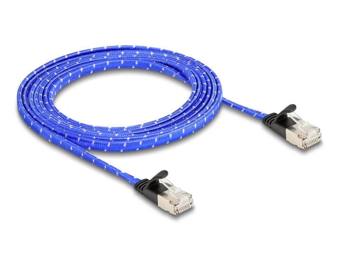 Delock RJ45 Network Cable Flat Trenzado CAT.6A U/FTP 2M Blue