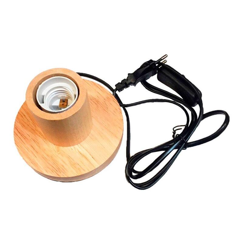 Base Desk E27, With Cable And Switch Wood Ø120 X 85MM