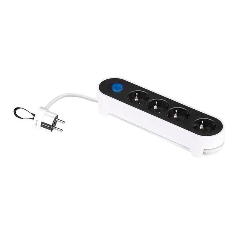 Base Múltiple, 4 Sockets Schuko 2P + T, 16A 250V~, 1,4M Cable C/Switch Pie, Bicolor, Blister