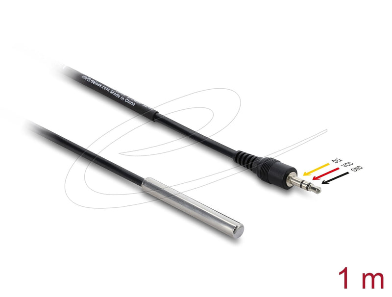 Delock Sonda Temperatura Cable With 3,5MM 3 Pin Connector Jack Male DS18B20 1M