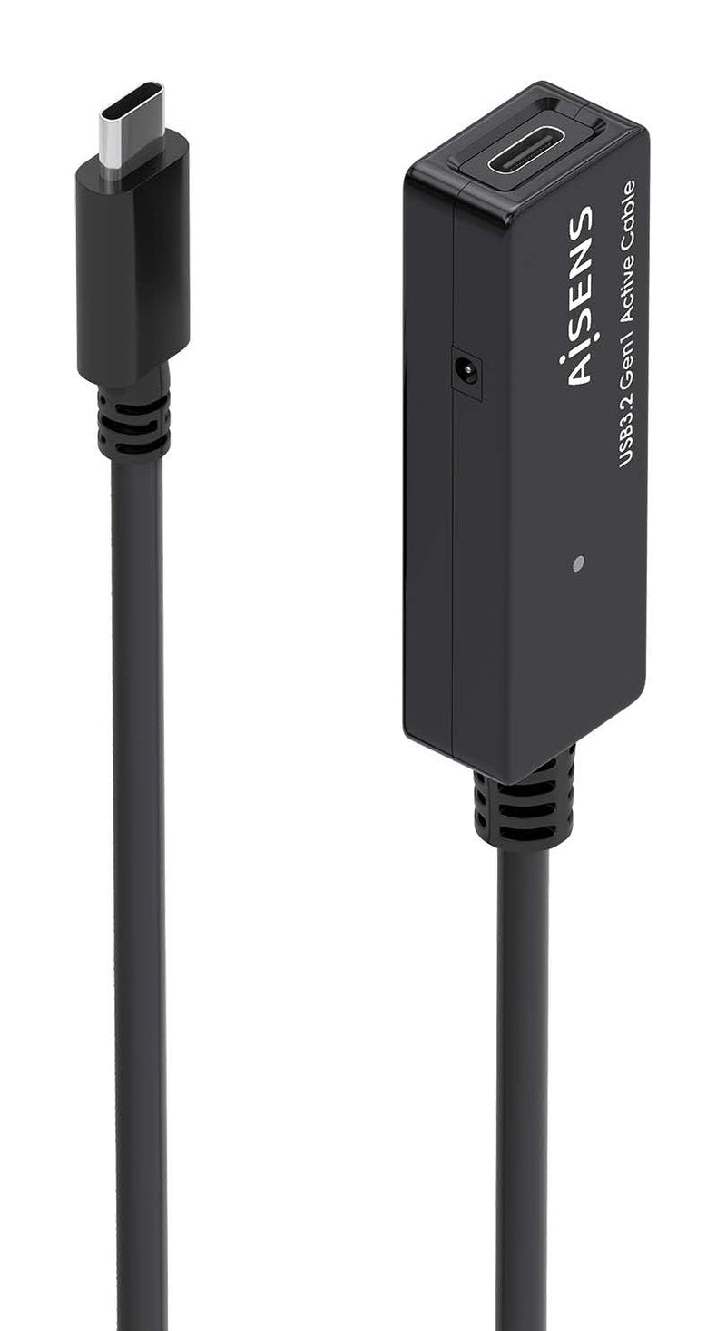 Aisens USB Cable 3.2 GEN1X1 Prolongador With Amplifier USB-C/M-usb-c/H, Black 5.0M