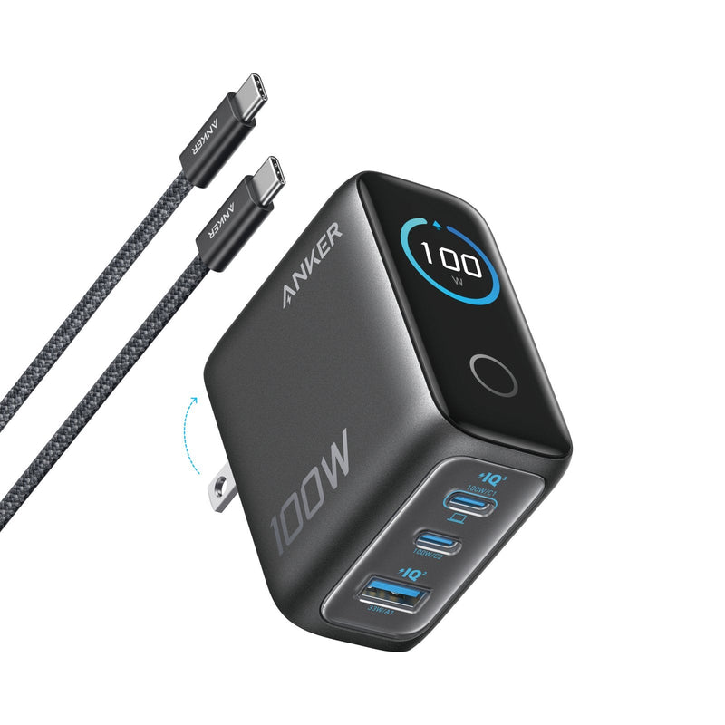 Anker Wall Charger 100W 3 Ports With Screen Smart Black