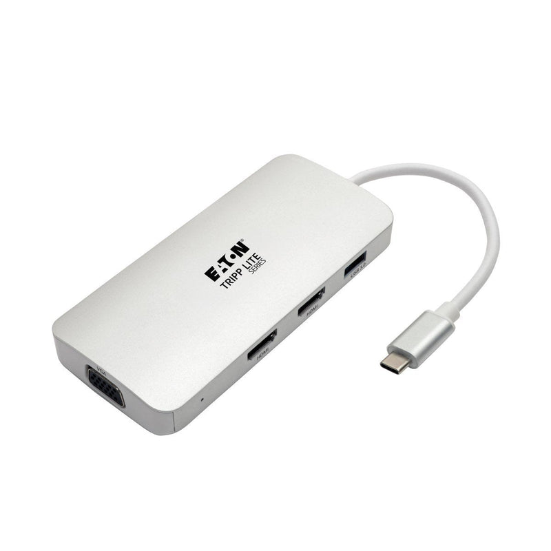 Tripp Lite Estación Connection Usb-c, (X2) HDMI + VGA, Thunderbolt 3, Usb-a, Charging Pd – 1080P @ 60 Hz, Silv