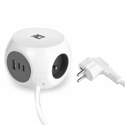 Power Strip Cube With 3 Type And Sockets, 30W Power Delivery USB-C a Ports, Cable Length 1.5M — image 1